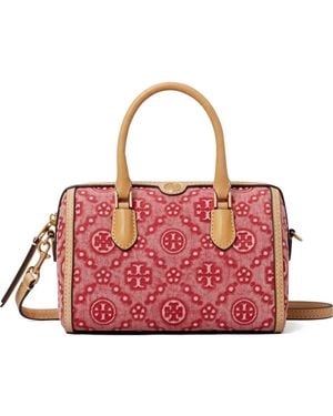Tory Burch Petite Barrel Denim Tas Met T-Monogram - Rood