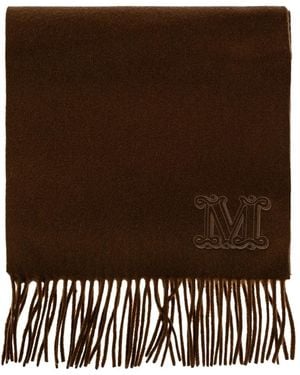 Max Mara Cashmere Stole With Monogram Embroidery - Brown