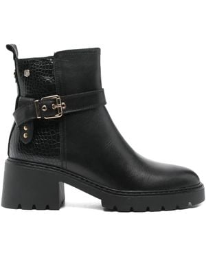 Carmela 60Mm Crocodile-Effect Boots - Black