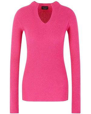Giorgio Armani V-Neck Ribbed Jumper - Pink