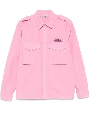 Aspesi Detachable-Logo Shirt - Pink
