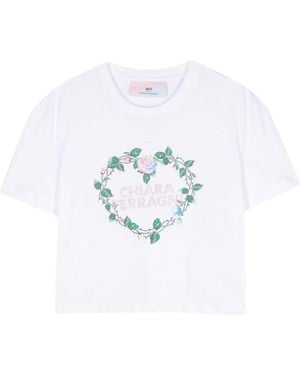 Chiara Ferragni Rhinestone-Logo Cotton T-Shirt - White