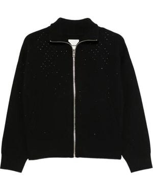 Sandro Cardigan Con Strass E Zip - Nero
