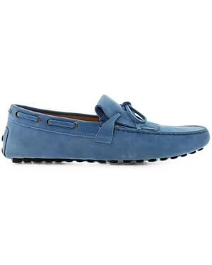 Doucal's Fringed Lace-Up Loafers - Blue