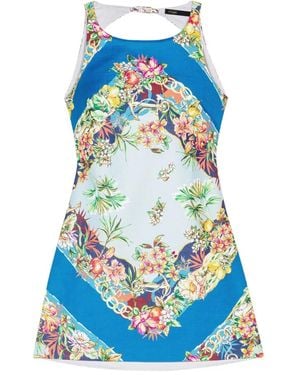 Maje Floral-Print Open-Back Dress - Blue