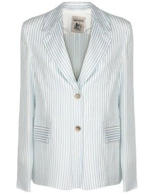 Semicouture Striped Single-Breasted Blazer - Blue