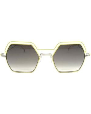 Anne & Valentin Socotra Geometric Metal Sunglasses - Yellow