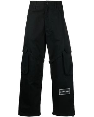 44 Label Group Logo-Patch Cotton Cargo Trousers - Blue