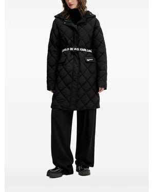Karl Lagerfeld Hooded Quilted Coat - Black