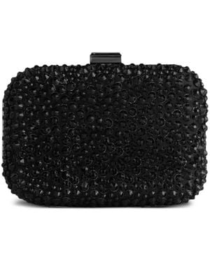 Gemy Maalouf Crystal-Embellished Crepe Clutch Bag - Black