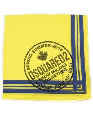 DSquared² Logo-Print Cotton Bandana - Yellow