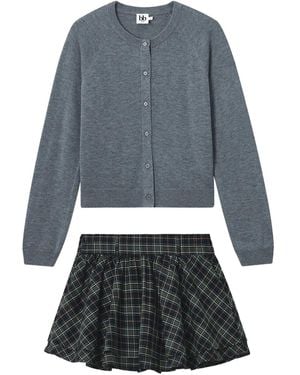 B+ AB Cardigan Skirt Set - Blue