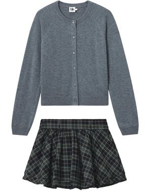 B+ AB Set Con Cardigan E Gonna - Blu