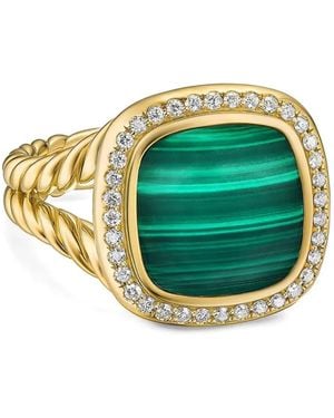 David Yurman 18Kt Albion Malachite And Diamond Ring (15Mm) - Green