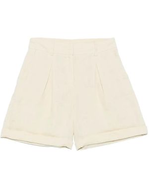 MAISON 123 Tunguy Pleated Turn-Up Shorts - Natural