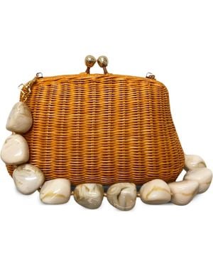Serpui Wicker Blair Clutch Bag - Brown
