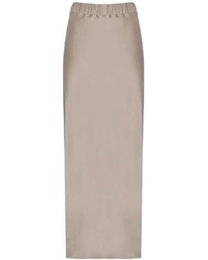 D.exterior Satin-Finish Elasticated-Waist Maxi Skirt - White