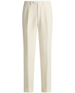 Kiton Leinenhose Mit Bundfalten - Weiß