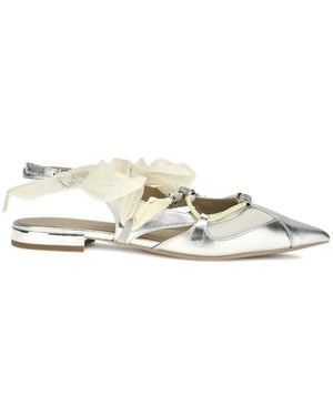 Pinko Lace-Up Point-Toe Sandals - Metallic