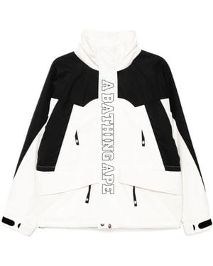 A Bathing Ape Logo-Embroidered Hooded Jacket - Black