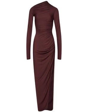 Rick Owens Ls Svita Asymmetric Ruched Maxi Dress - Purple