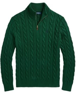 Polo Ralph Lauren Cable-Knit Zip Sweater - Green