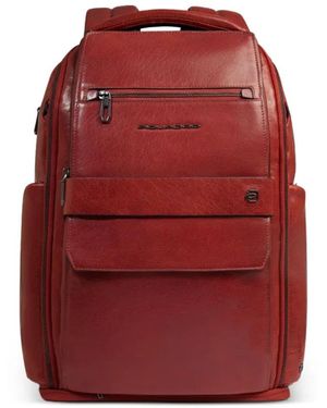 Piquadro Leather Backpack - Red