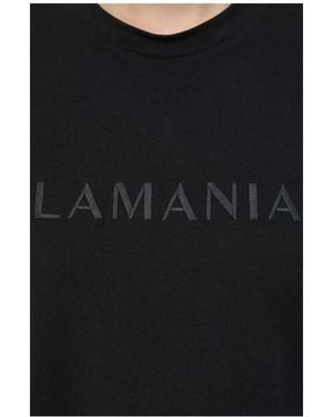 La Mania Melanie Logo-Embroidered Cotton T-Shirt - Black