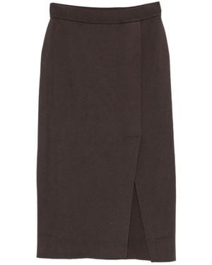 AROVESCIO Jupe Mi-Longue À Fente Devant - Marron