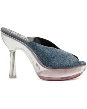 DIESEL 120Mm D-Lake Denim Platform Sandals - Blue