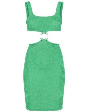 Paramidonna Shirred Midi Dress - Green