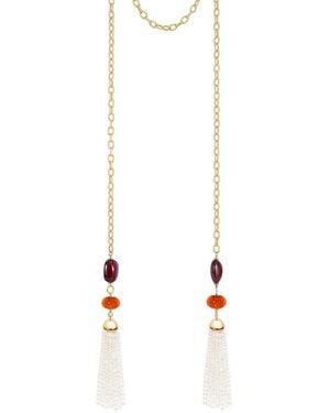 Goshwara Rubellite And Mandarin Garnet Lariat Necklace - White