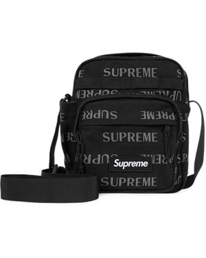 Supreme Logo-Print Shoulder Bag - Black