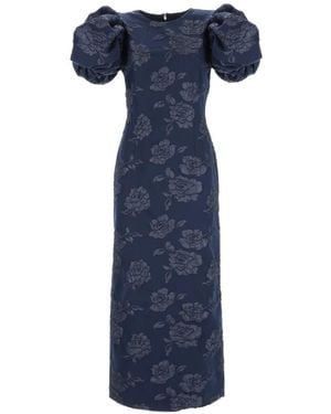 ROTATE BIRGER CHRISTENSEN Jacquard Midi Puff Dress Dark - Blue