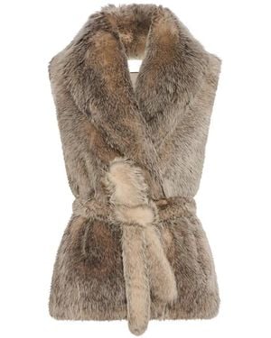 Yves Salomon Belted Shearling Gilet - Natural