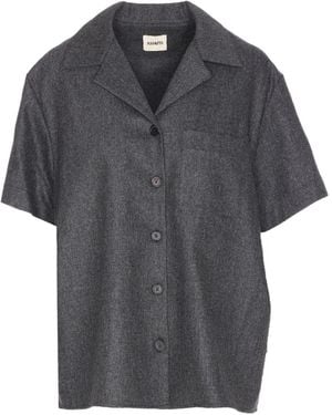 KHAITE Riordan Blouse Met Knopen En Korte Mouwen - Grijs