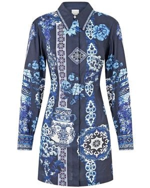 CAMILLA A-Line Skirt Shirt Dress - Blue