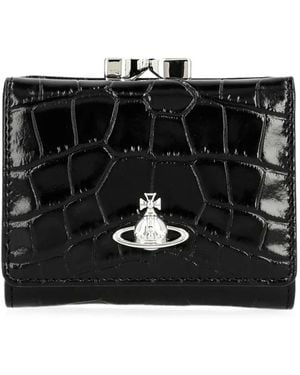 Vivienne Westwood Small Orb Bas Relief Crocodile-Effect Leather Wallet - Black