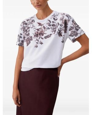 Liu Jo Rhinestone-Embellishment Floral Print T-Shirt - White