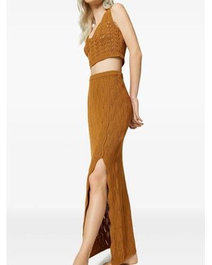 Twinset オープンニット ノースリーブクロップトップ - ナチュラル