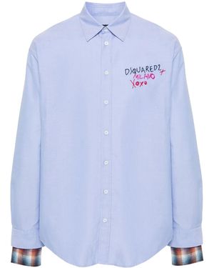 DSquared² Logo-Embroidered Shirt - Blue