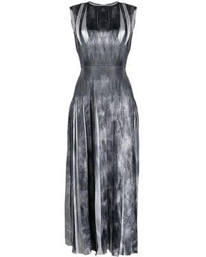 Costarellos Box-Pleated Sleeveless Maxi Dress - Blue