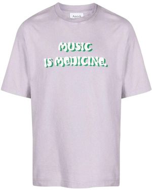 AMISH Slogan-Print T-Shirt - Pink