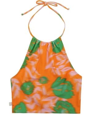 Ganni Halterneck Printed Bikini - Red