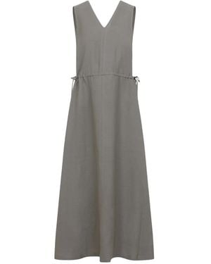 Peserico V-Neck Midi Dress - Grey