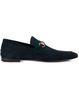 Gucci Horsebit Web-Stripe Loafers - Blue