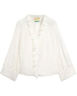 Momoní Montoya Ruffled Silk Blouse - White