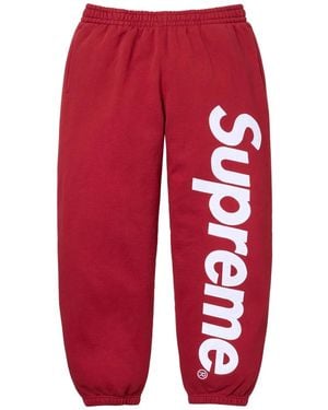 Supreme Satin-Appliqué Track Trousers - Red