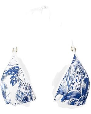 Melissa Odabash Malta Paloma Floral-Print Bikini Top - Blue