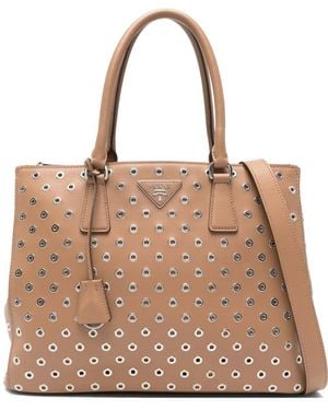 Prada Galleria Eyelet-Embellishment Tote Bag - Brown